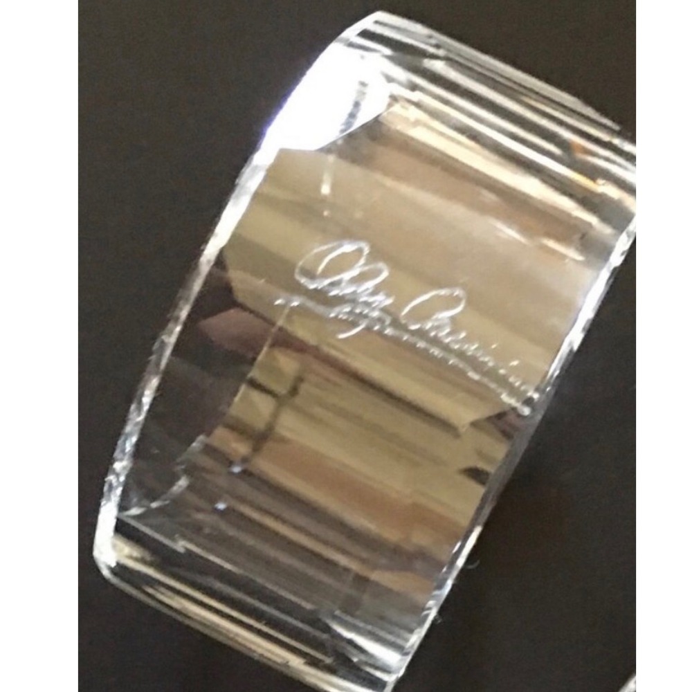 Oleg Cassini Crystal Napkin Rings Set of 4 Faceted Clear Glass Signed New - Picture 6 of 6